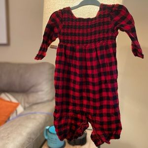 Red and black 3-6 month romper